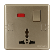 W13PUS13 Metallic Gold (3 pin socket with switch)